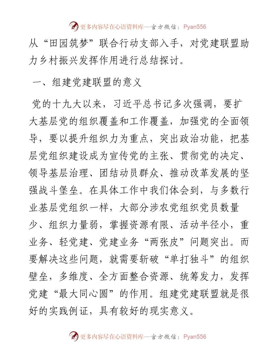 关于乡村振兴背景下组建党建联盟的思考与对策.docx_第2页