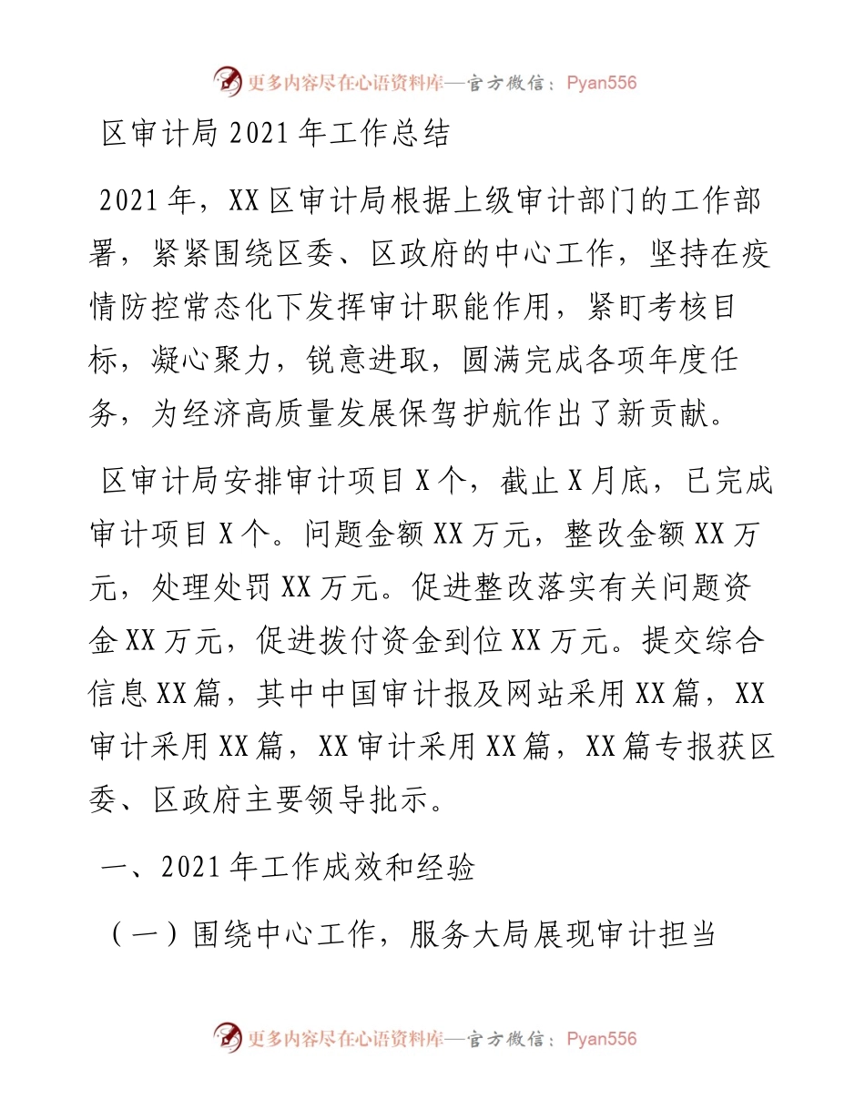 区审计局工作总结.docx_第1页