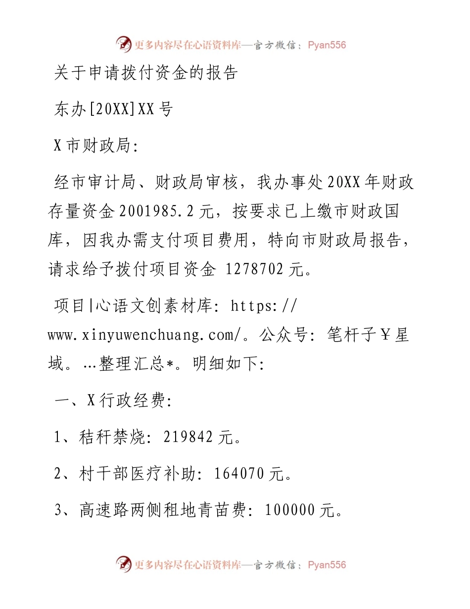 关于申请拨付资金的报告.docx_第1页