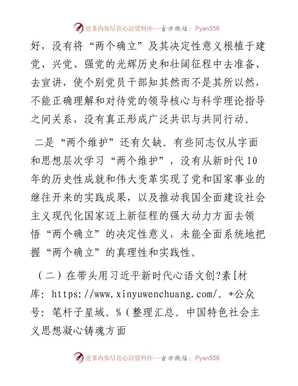 公司领导班子民主生活会对照检查材料.docx_第2页