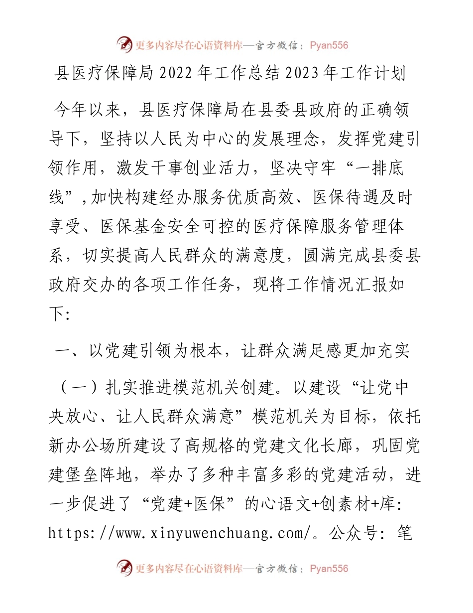 县医疗保障局工作总结2023年工作计划.docx_第1页