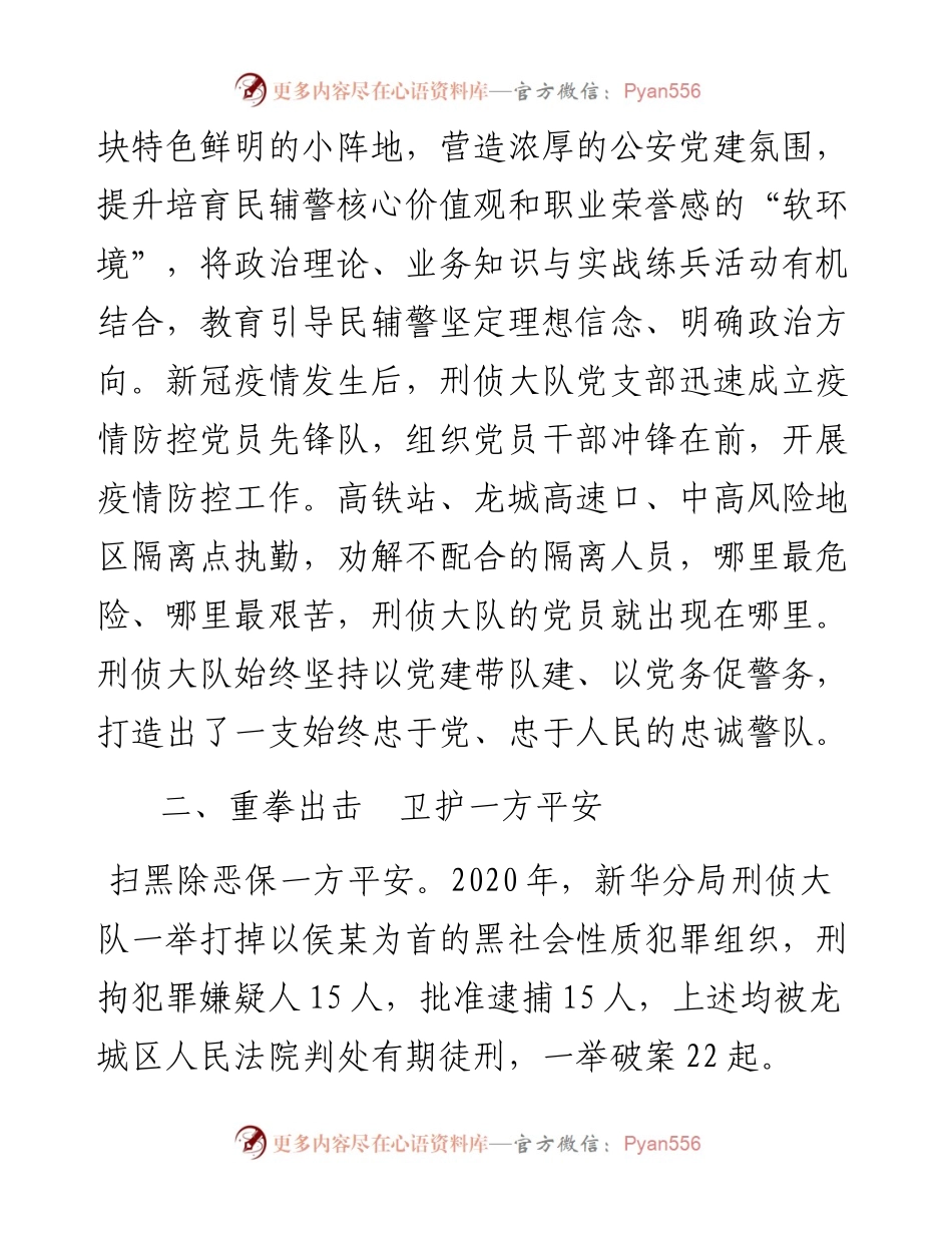 勋章背后是忠诚与奉献：XX市公安局新华分局刑侦大队事迹.docx_第2页