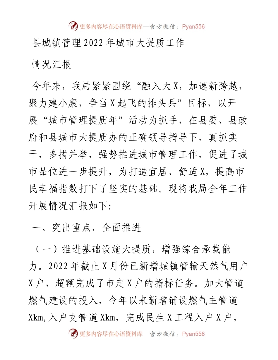 县城镇管理城市大提质工作情况汇报.docx_第1页