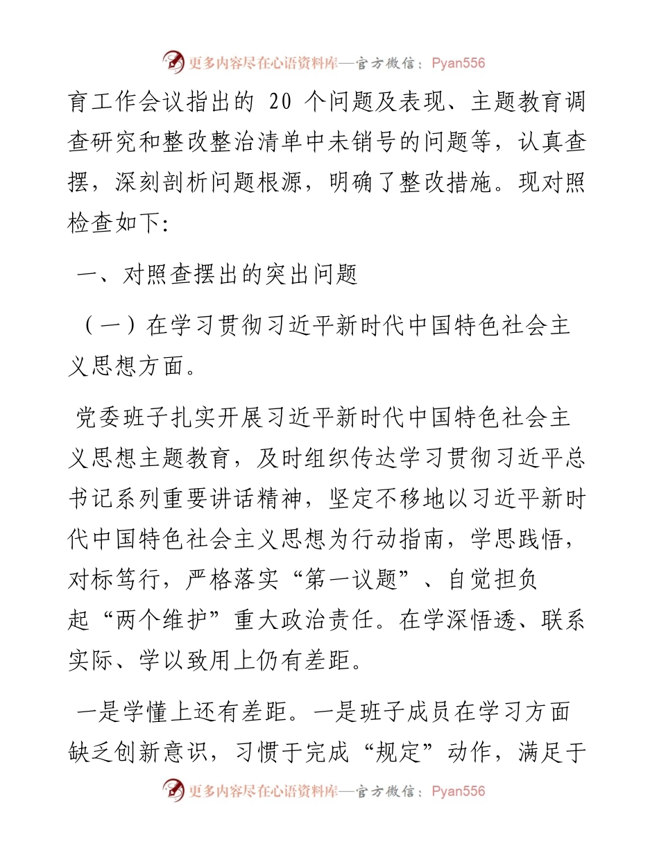 医院2023年民主生活会班子对照检查材料（含案例剖析）.docx_第2页