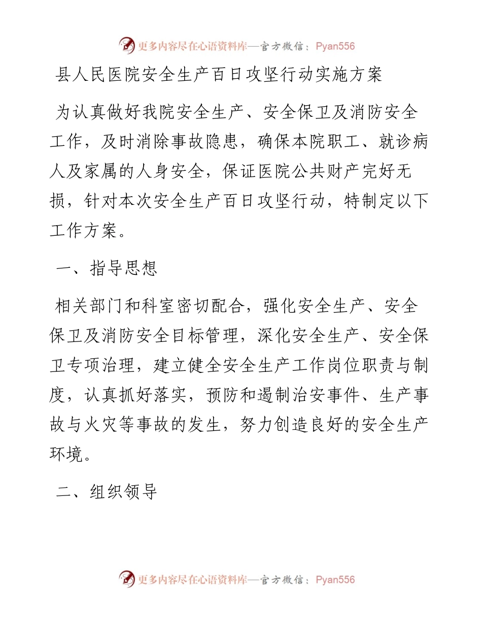 县人民医院安全生产百日攻坚行动实施方案.docx_第1页