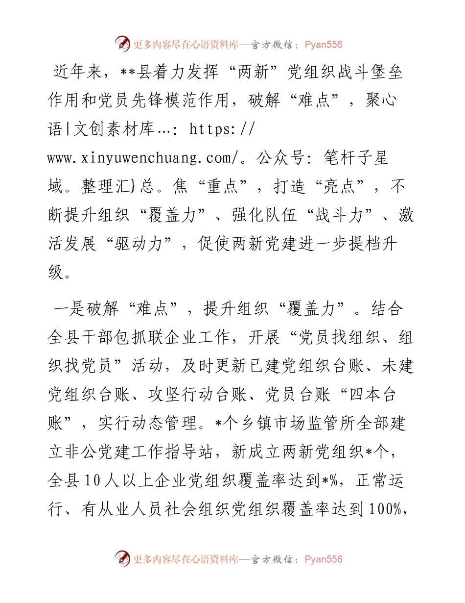 县推动两新党建提质增效典型材料.docx_第1页