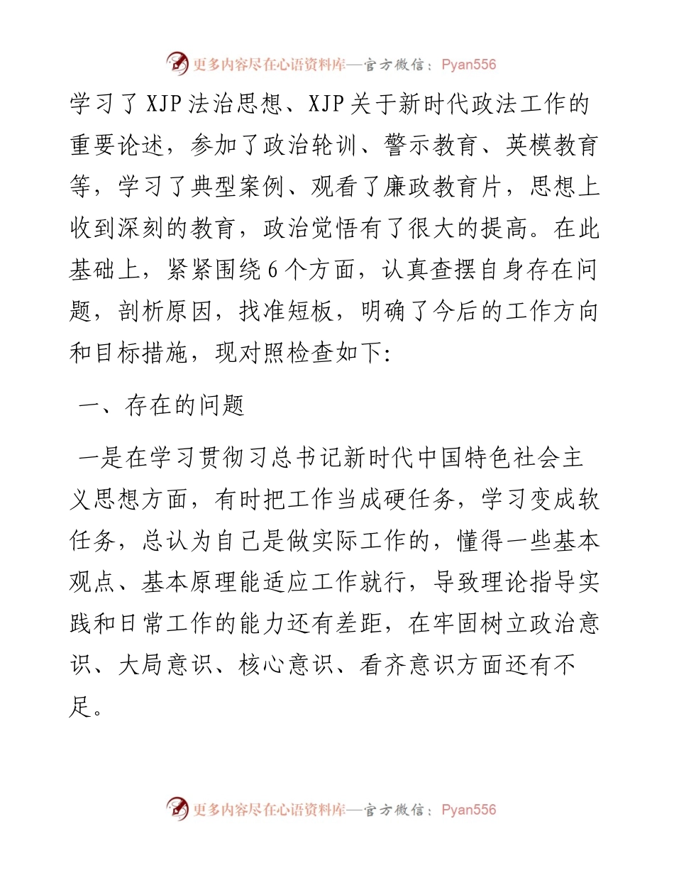 司法机关党员队伍教育整顿查纠整改环节专题生活会个人对照检查发言.docx_第2页