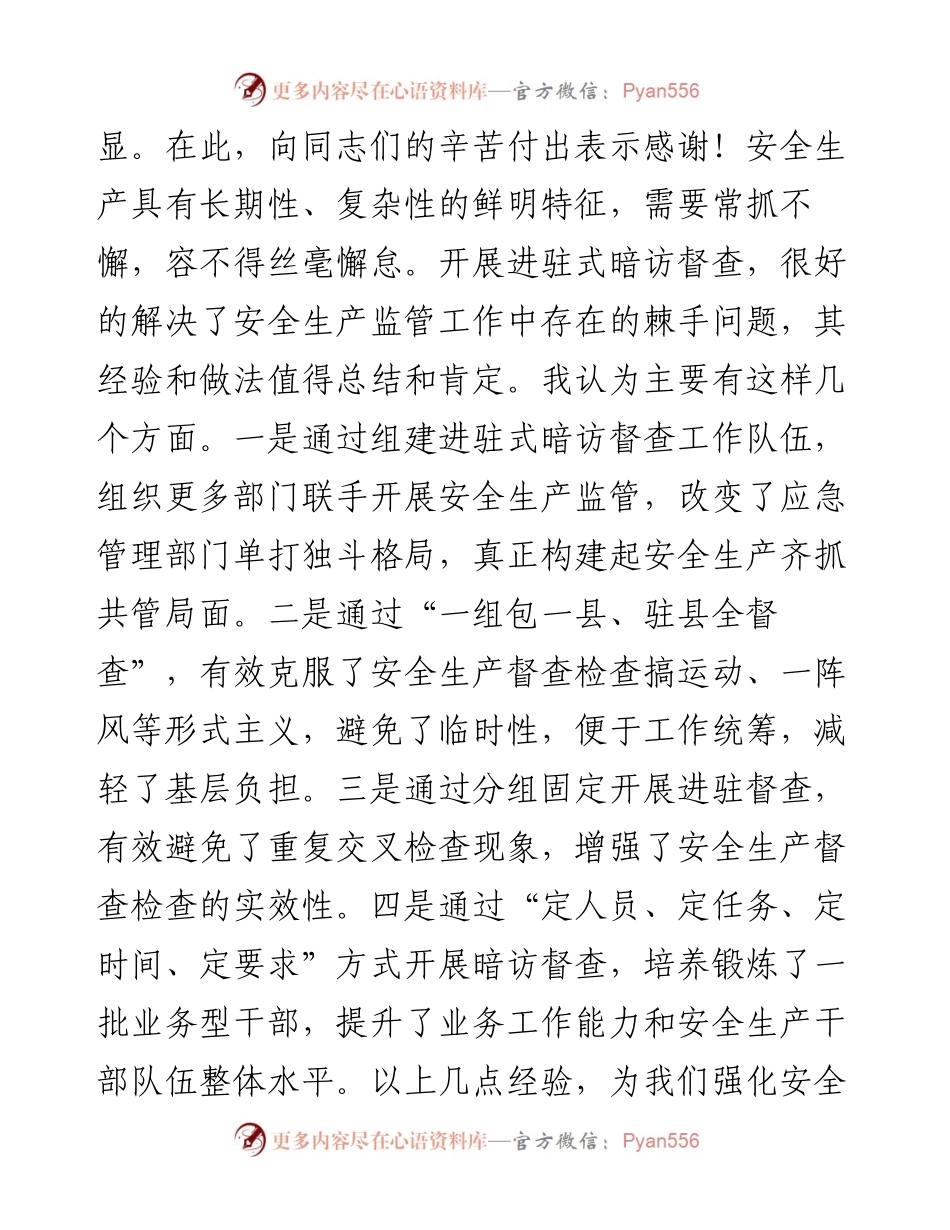 在全市进驻式安全生产暗访督查暨“五一”假期安全生产工作会议上的讲话.docx_第2页