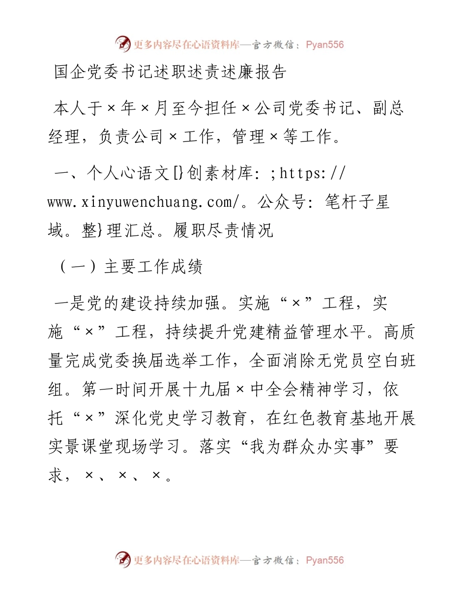 国企党委书记述职述责述廉报告.docx_第1页