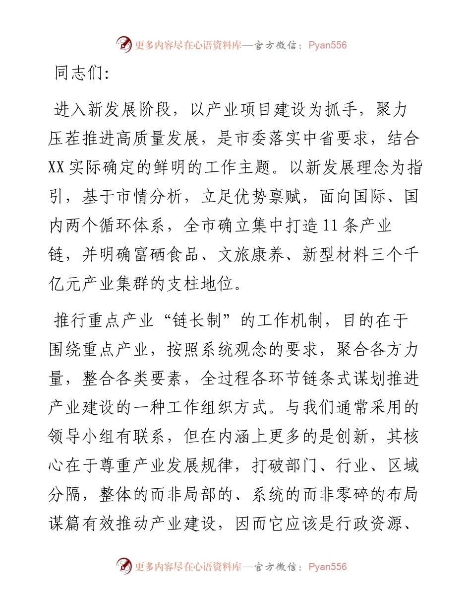 在全市文旅康养产业链工作会议上的讲话.docx_第1页