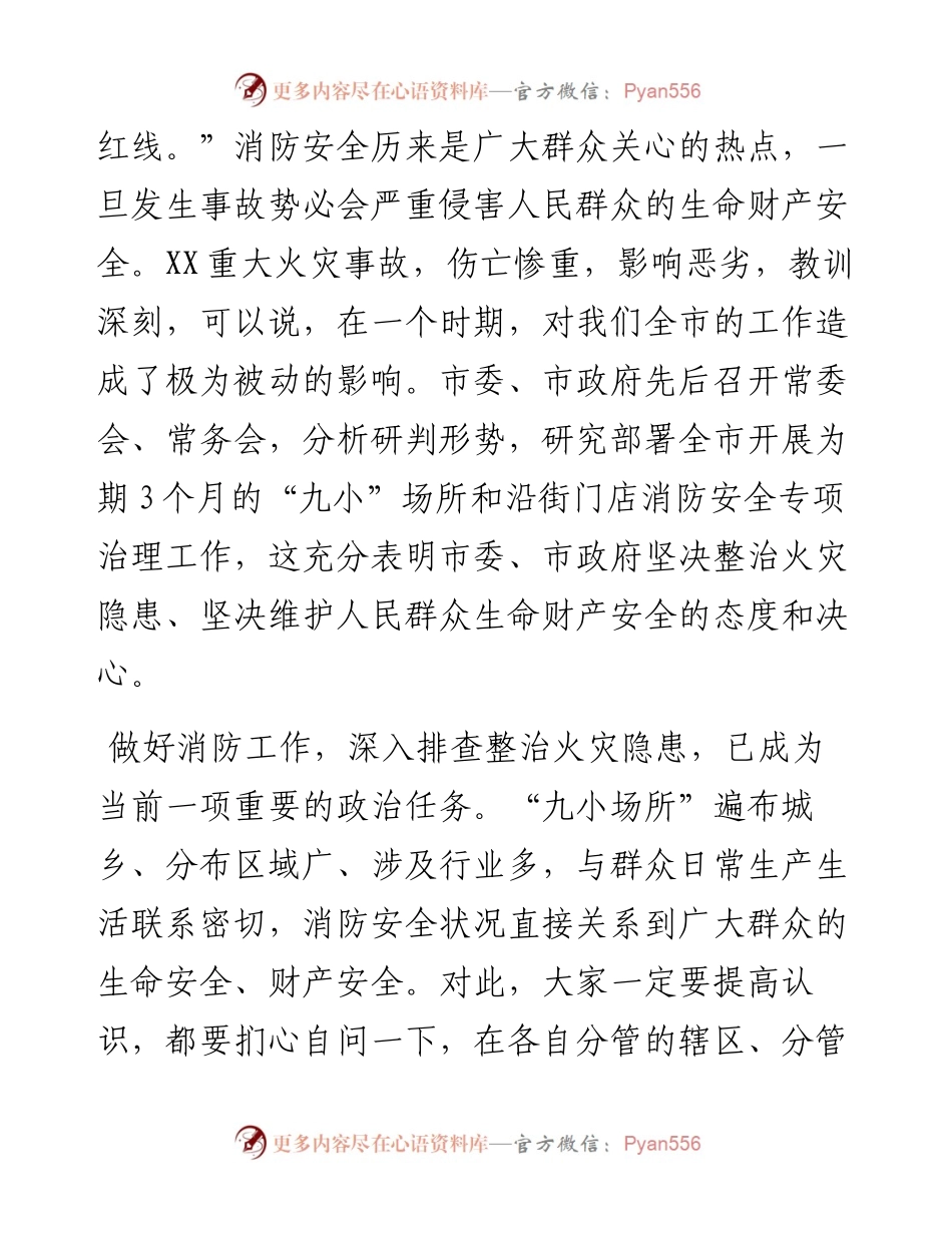 在“九小”场所和沿街门店消防安全专项治理部署会上的讲话.docx_第2页