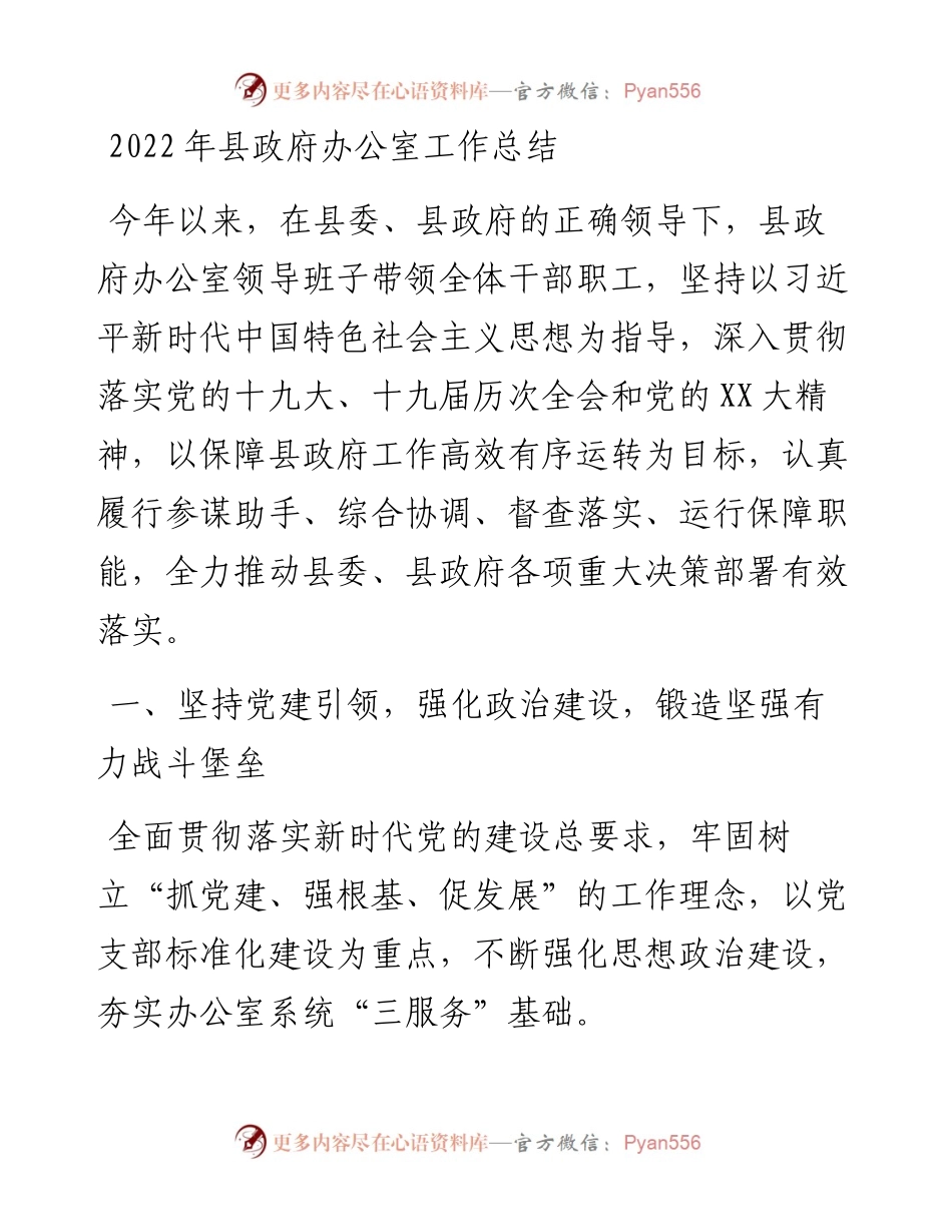 县政府办公室工作总结.docx_第1页