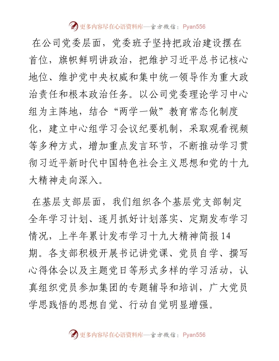 国有企业关于坚持党的领导、加强党的建设进展情况的报告.docx_第2页