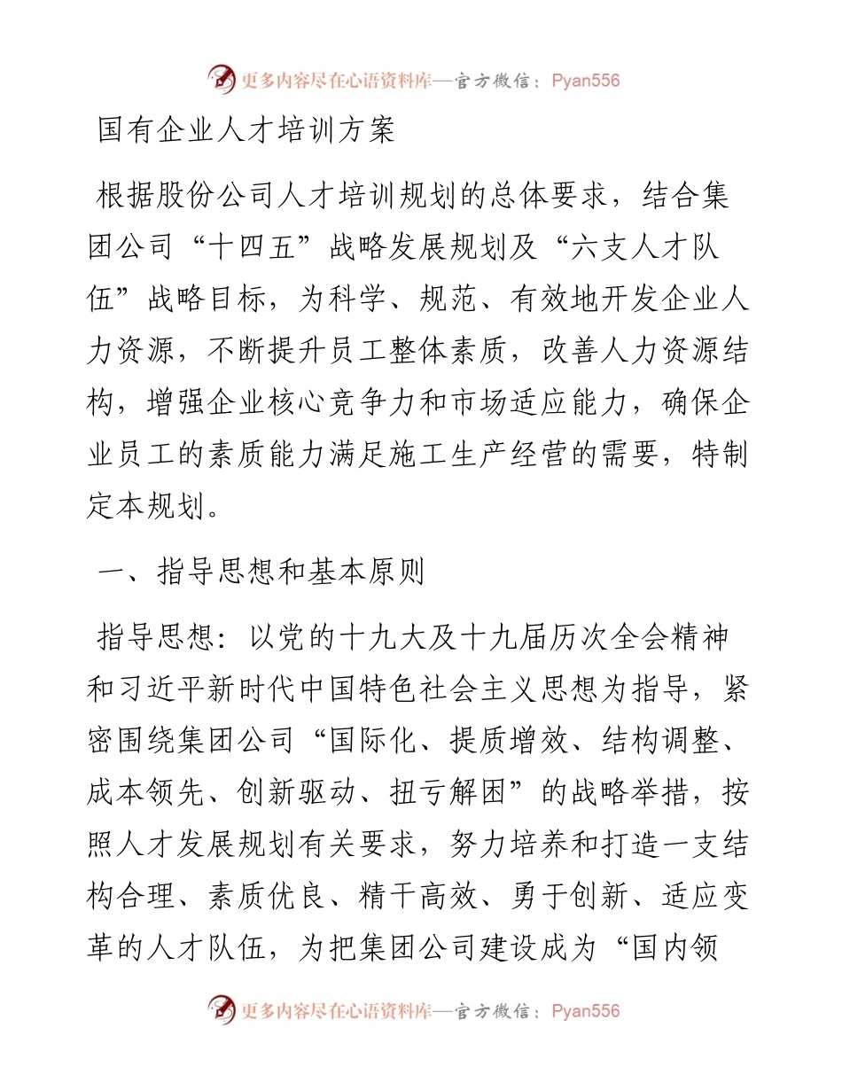 国有企业人才培训方案.docx_第1页
