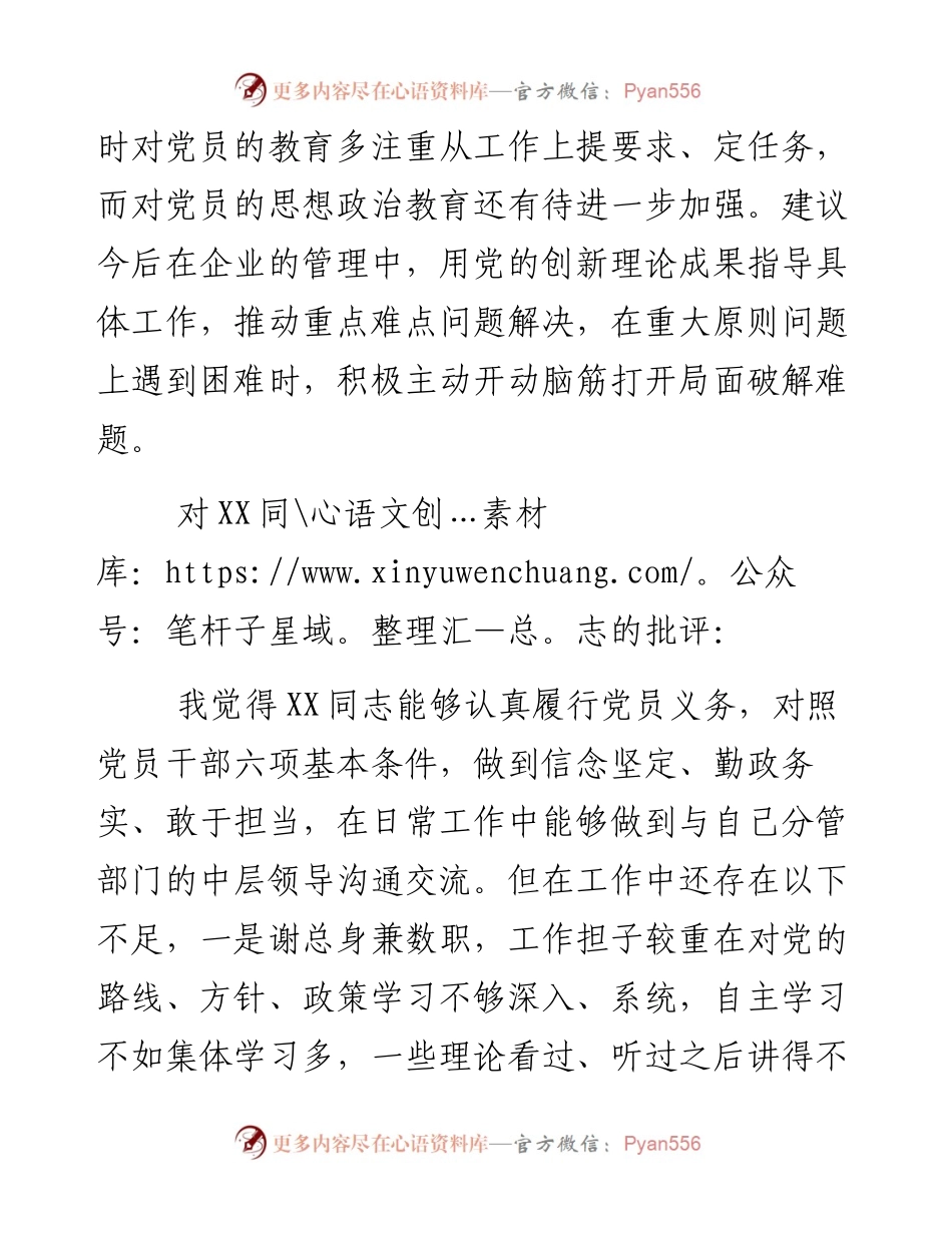 在专题民主生活会上对集团公司班子成员的批评意见.docx_第2页