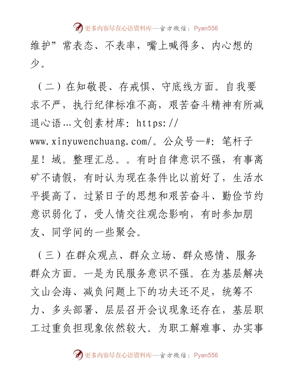 国企班子成员“不忘初心、牢记使命”主题教育专题民主生活会检视剖析材料.docx_第2页