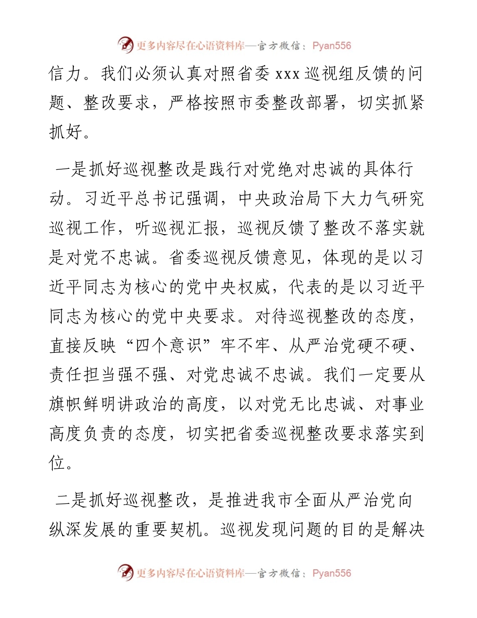 在全市推进省委巡视整改工作动员会议上的讲话.docx_第2页