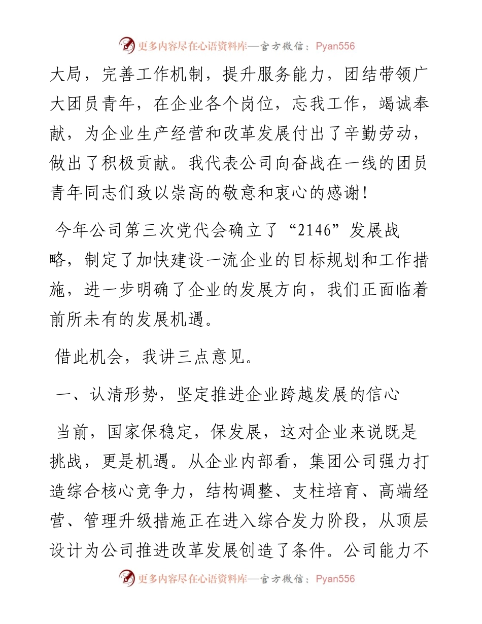 国企书记在公司第四次团代会上的讲话.docx_第2页