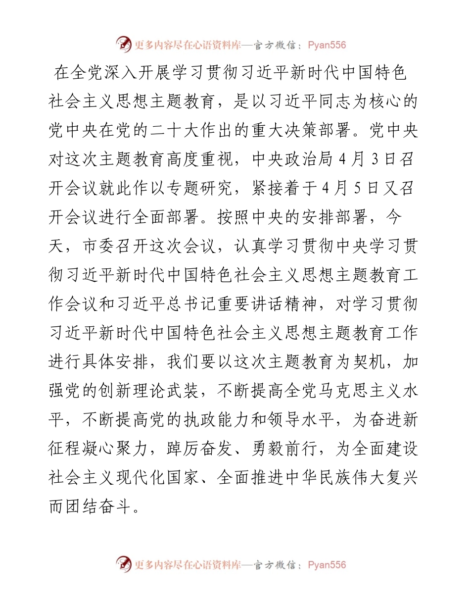 在全市学习贯彻新时代中国特色社会主义思想主题教育工作会议上的讲话.docx_第2页