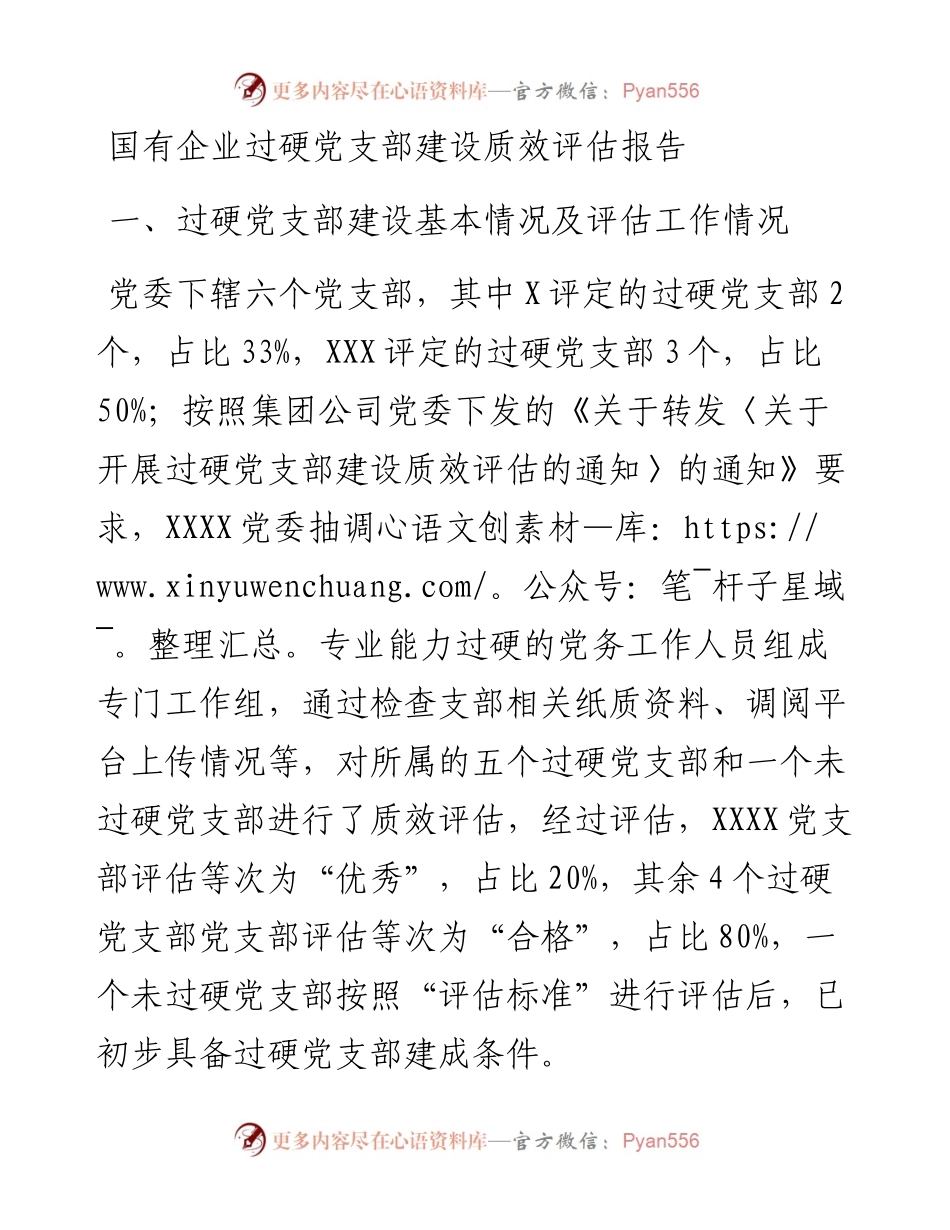 国有企业过硬党支部建设质效评估报告.docx_第1页
