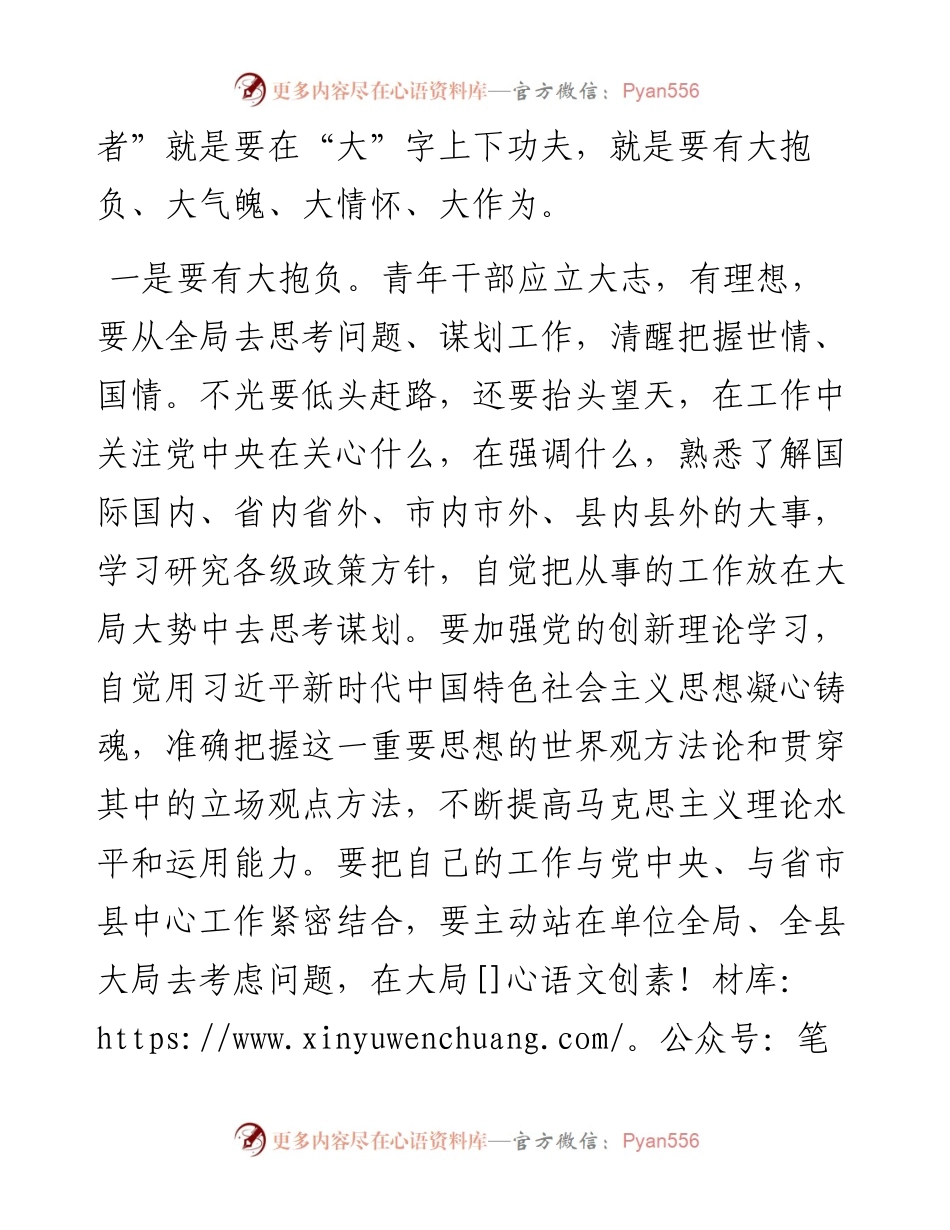 在五四青年座谈会上的交流发言：青年干部要心怀“国之大者”.docx_第2页