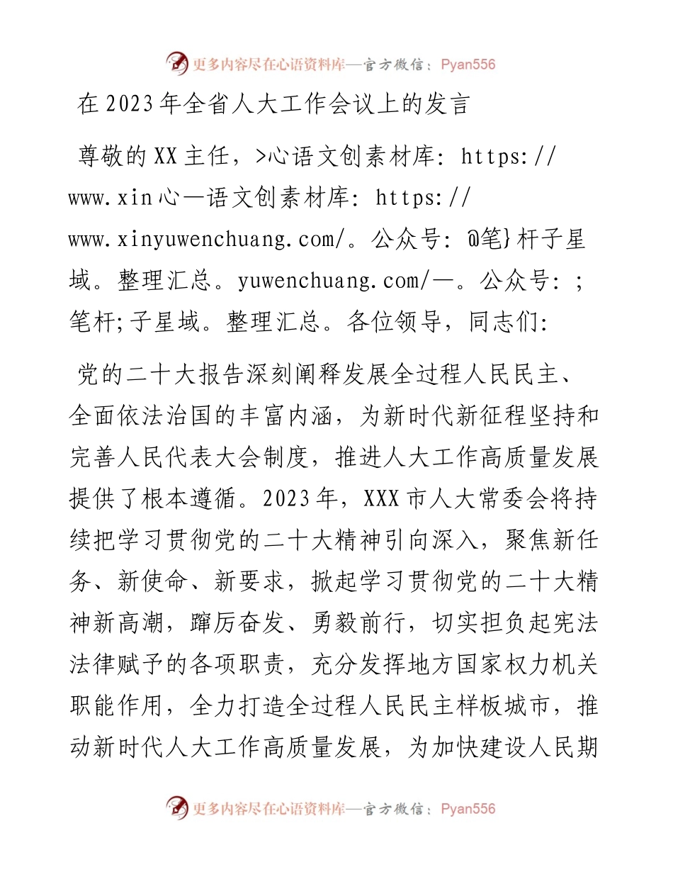 在2023年全省人大工作会议上的发言.docx_第1页