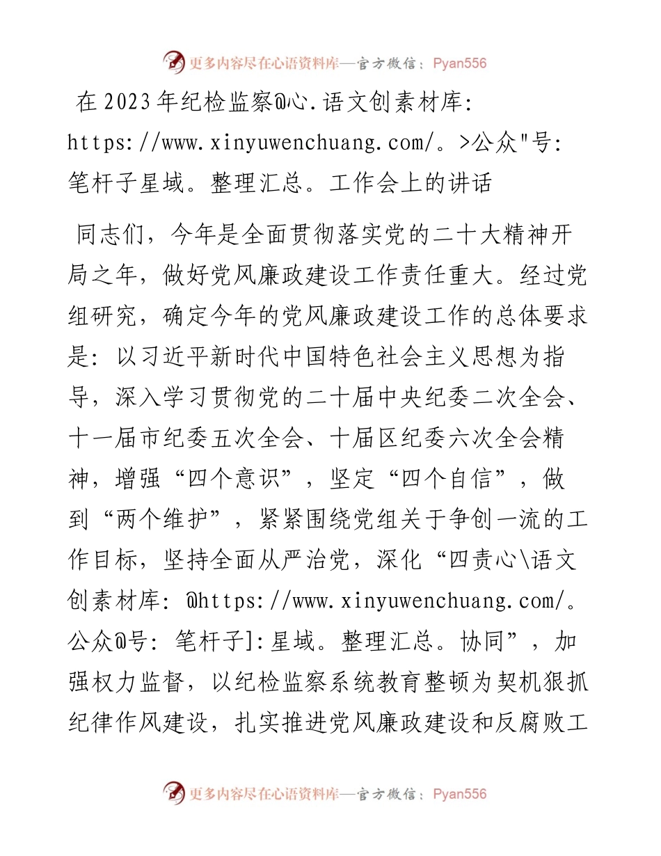 在2023年纪检监察工作会上的讲话.docx_第1页