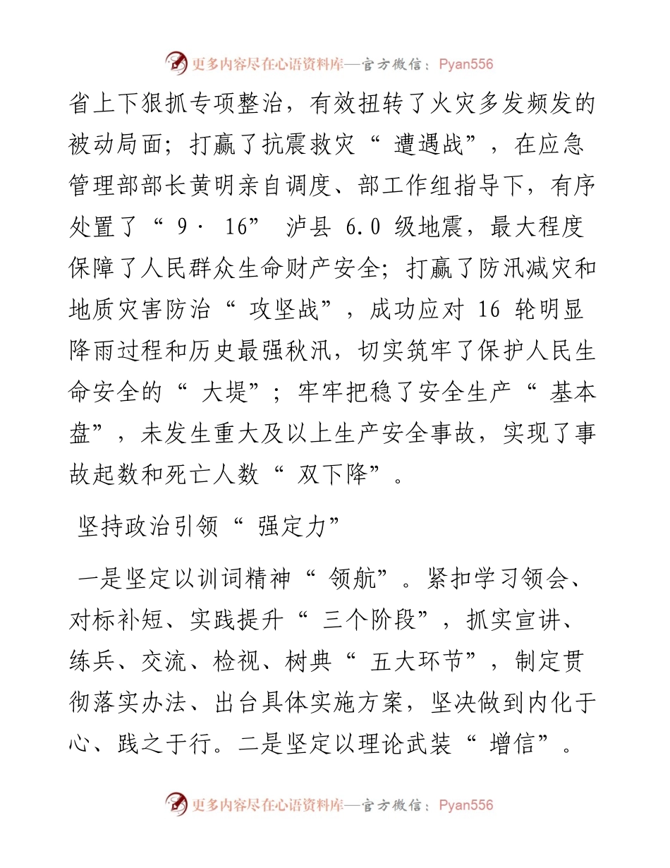 四川省应急管理厅：牢记时代使命锻造如铁初心不断推进四川应急管理体系和能力现代化.docx_第2页