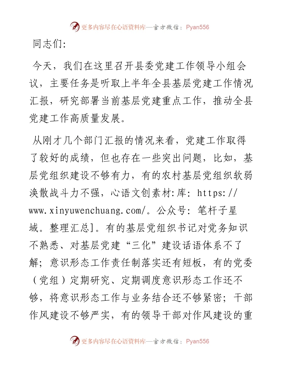 在党建工作领导小组会议上的讲话.docx_第1页