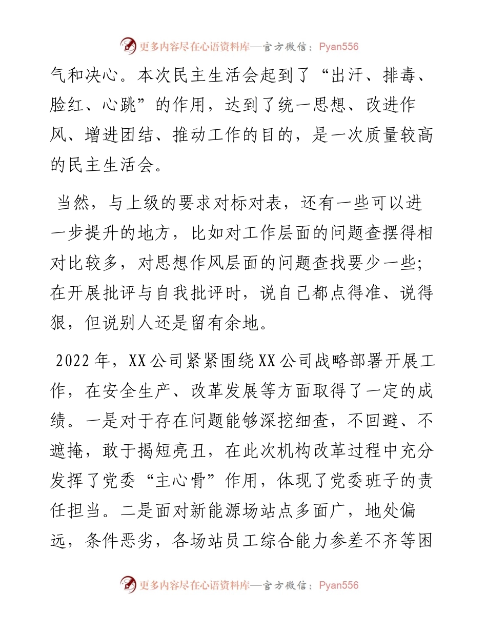 在公司度党员领导干部民主生活会上的讲话.docx_第2页