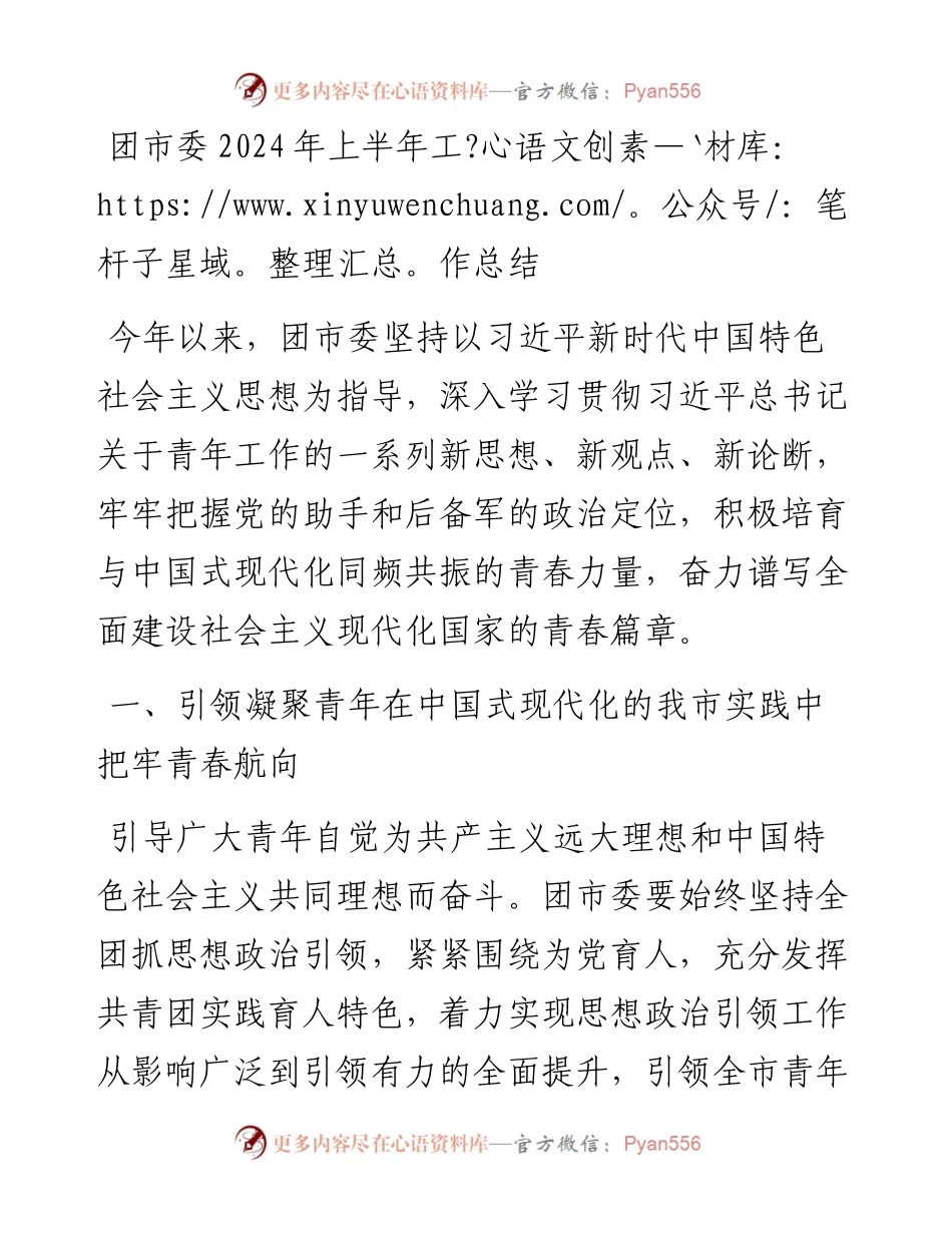 团市委2024年上半年工作总结.docx_第1页