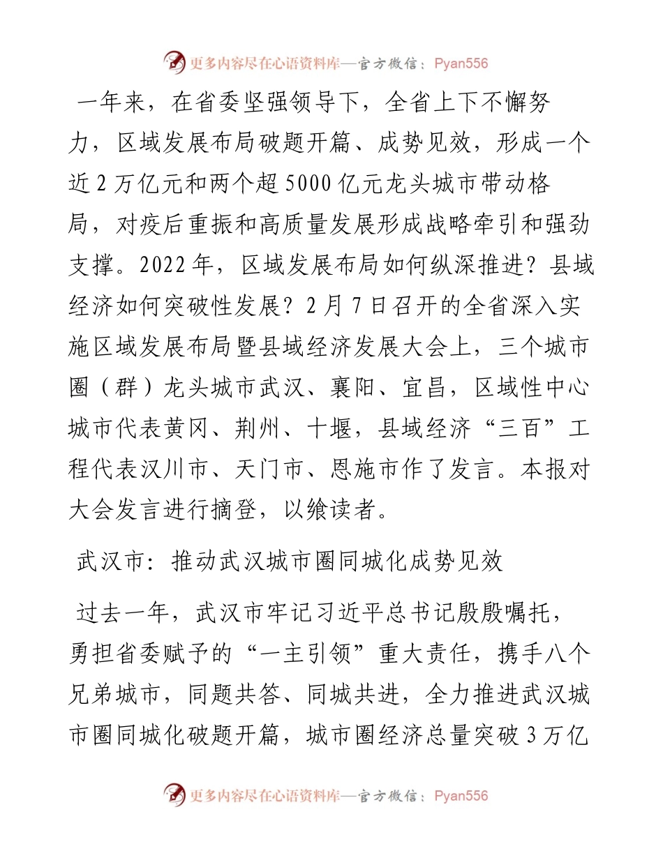 发言系列675（9篇）湖北省新年第一天全省深入实施区域发展布局暨县域经济发展大会县市区代表发言汇编.docx_第2页