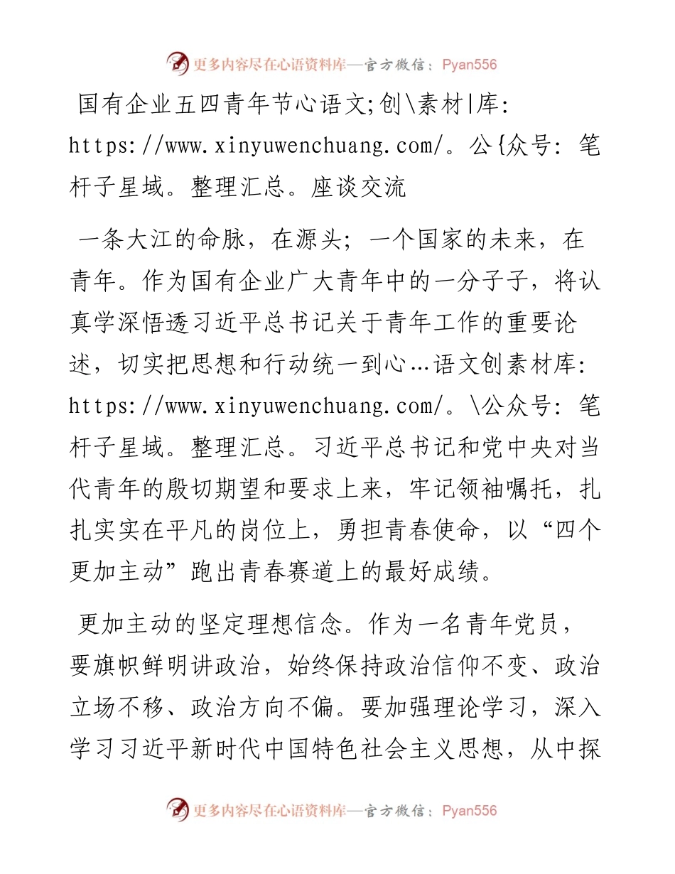 国有企业五四青年节座谈交流.docx_第1页
