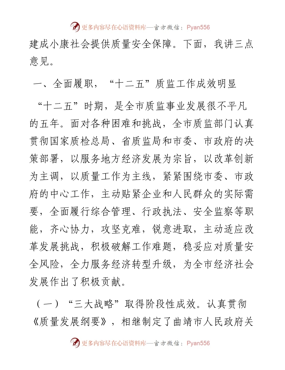 在全市质量和市场监管工作会上的讲话.docx_第2页
