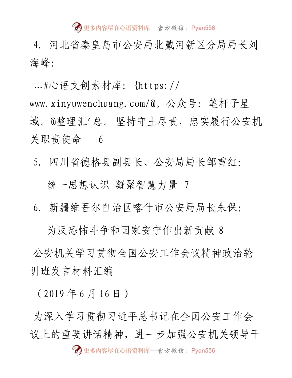 发言系列102（5篇）公安机关学习贯彻全国公安工作会议精神政治轮训班发言材料汇编.docx_第2页