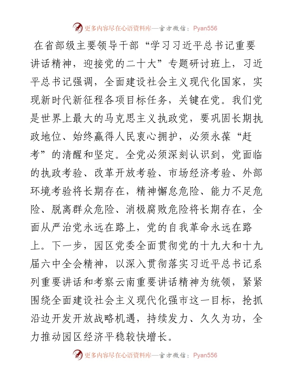 园区纪委书记学习讲话精神研讨发言材料.docx_第1页