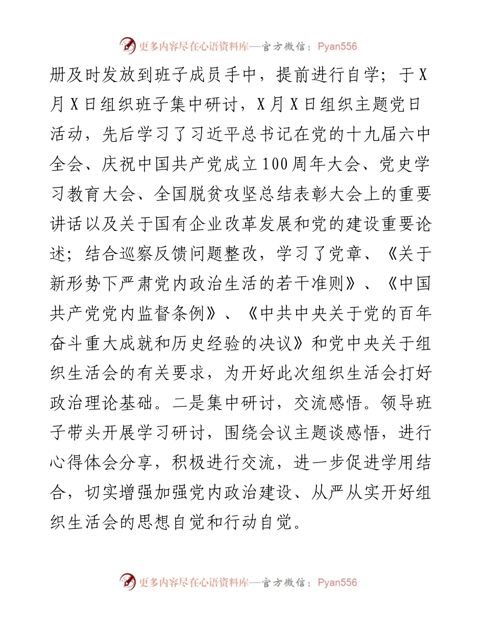 国企党支部度组织生活会和民主评议党员情况报告.docx_第2页