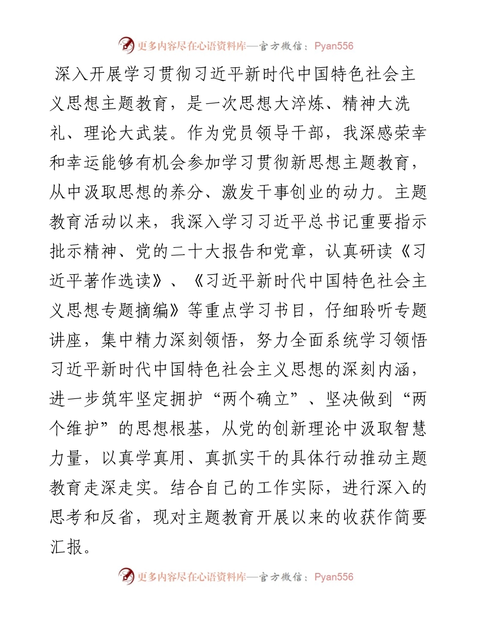 参加第一批主题教育交流发言（副职领导）.docx_第1页