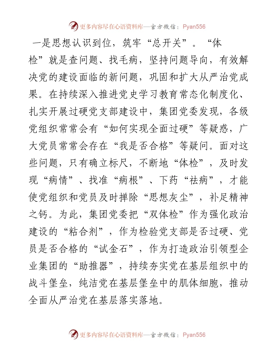 国企党建经验交流材料：创新“双体检”模式 锻造“红色竞争力”.docx_第2页