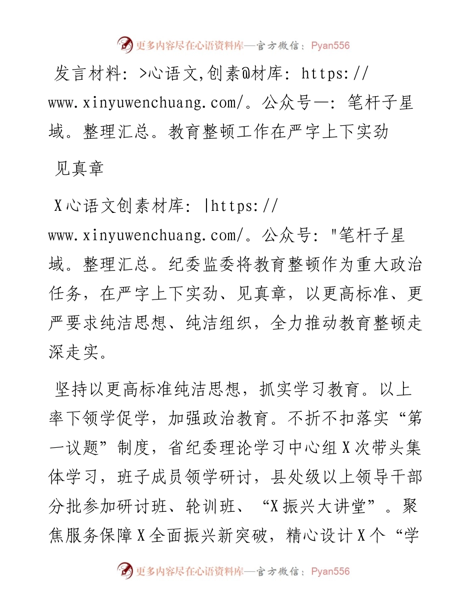 发言材料：教育整顿工作在严字上下实劲见真章.docx_第1页
