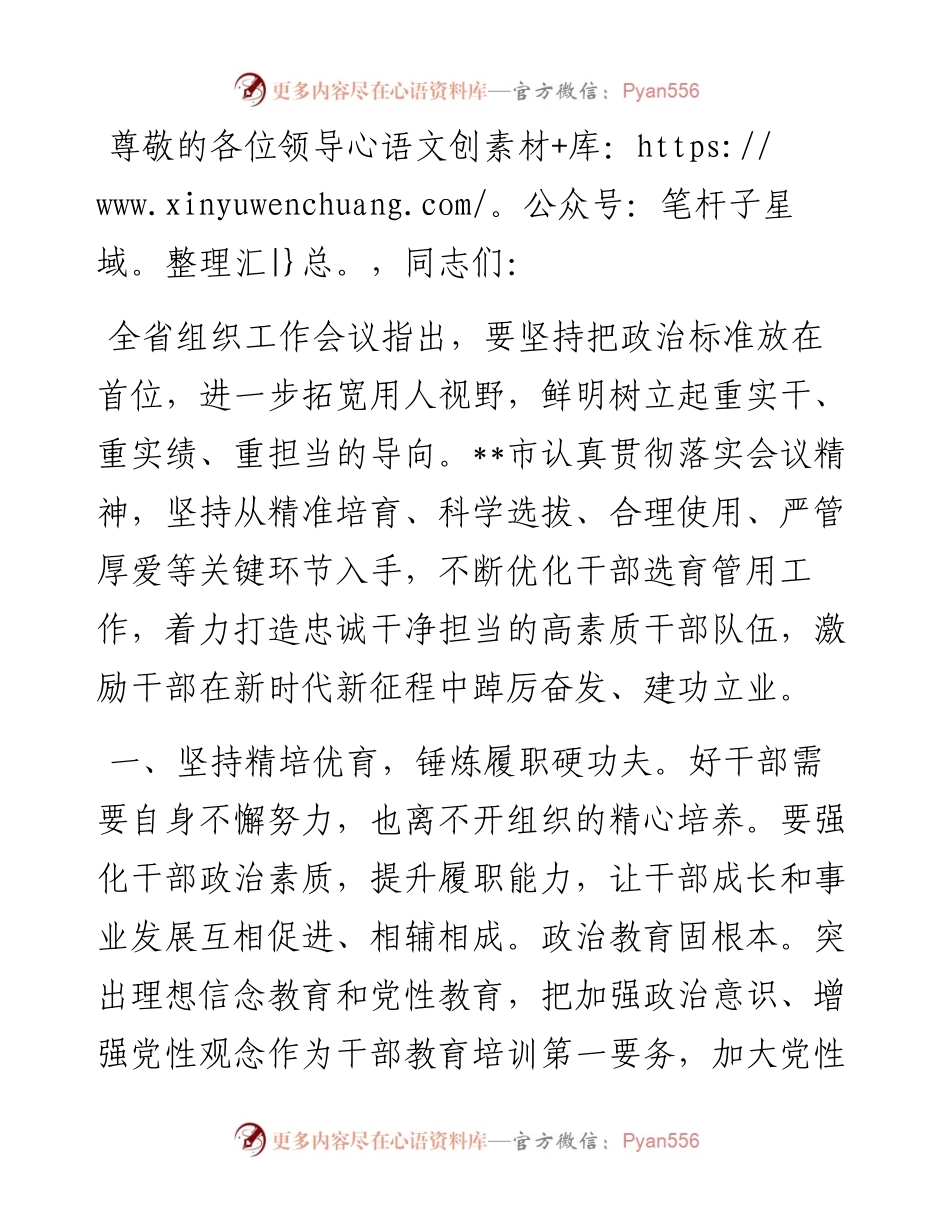在2024年全市选人用人工作推进会上的汇报发言.docx_第1页