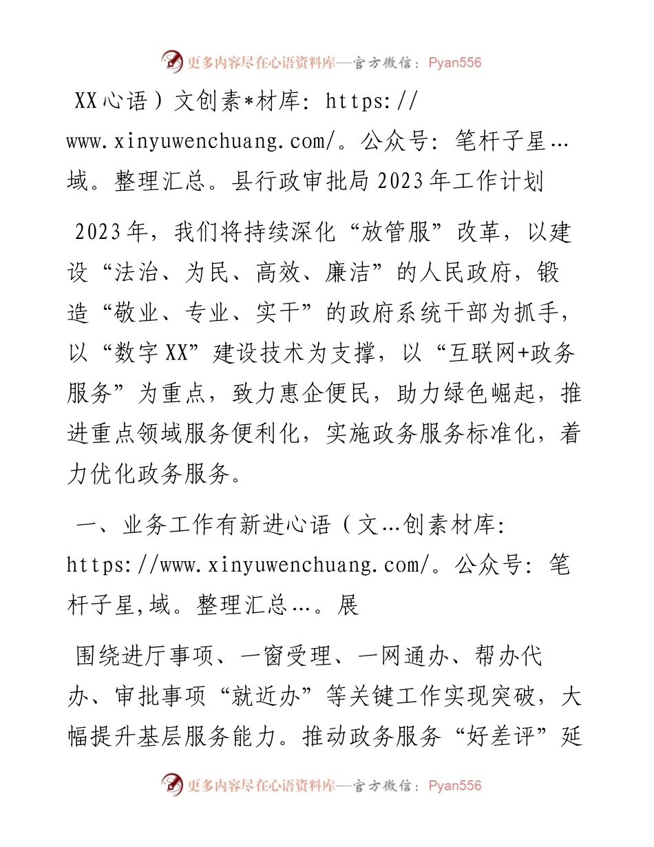 县行政审批局2023年工作计划.docx_第1页