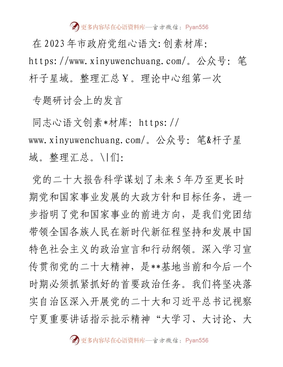 在2023年市政府党组理论中心组第一次专题研讨会上的发言.docx_第1页