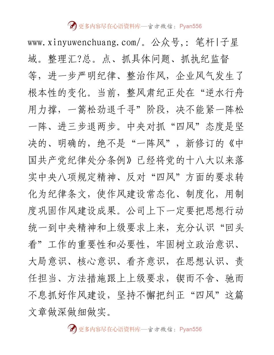 国企书记在“四风”问题整治情况“回头看”动员部署会上的讲话.docx_第2页