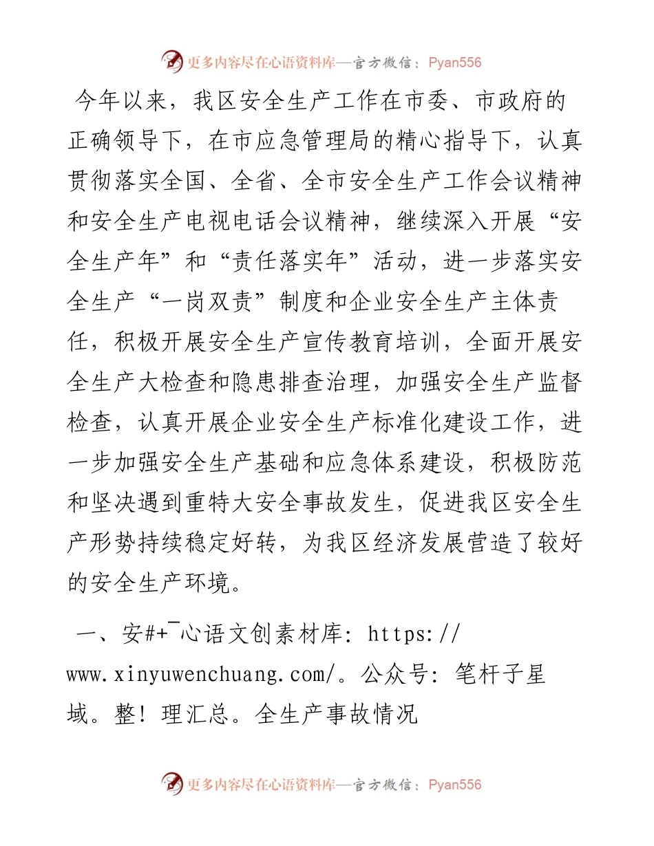 在全市安全生产工作会上的汇报材料.docx_第1页