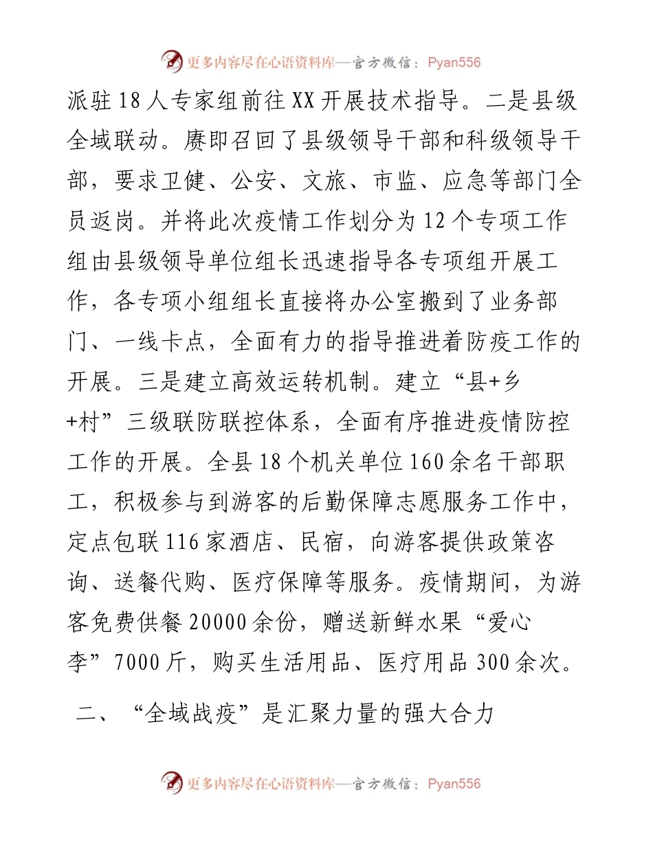 发挥全域优势合力抗击疫情经验材料.docx_第2页