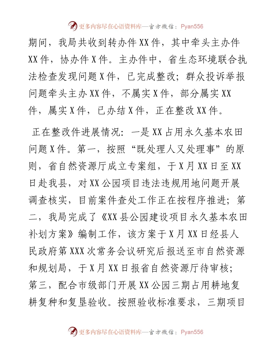 县自然资源局关于中央环保督察反馈问题整改情况发言提纲.docx_第2页