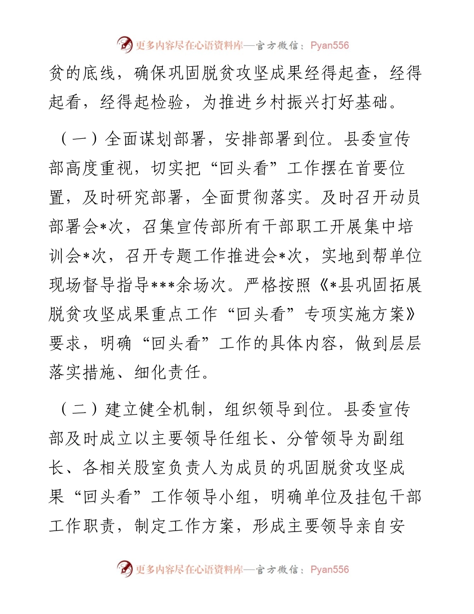 县委宣传部巩固拓展脱贫攻坚成果重点工作“回头看”专项行动工作情况总结.docx_第2页