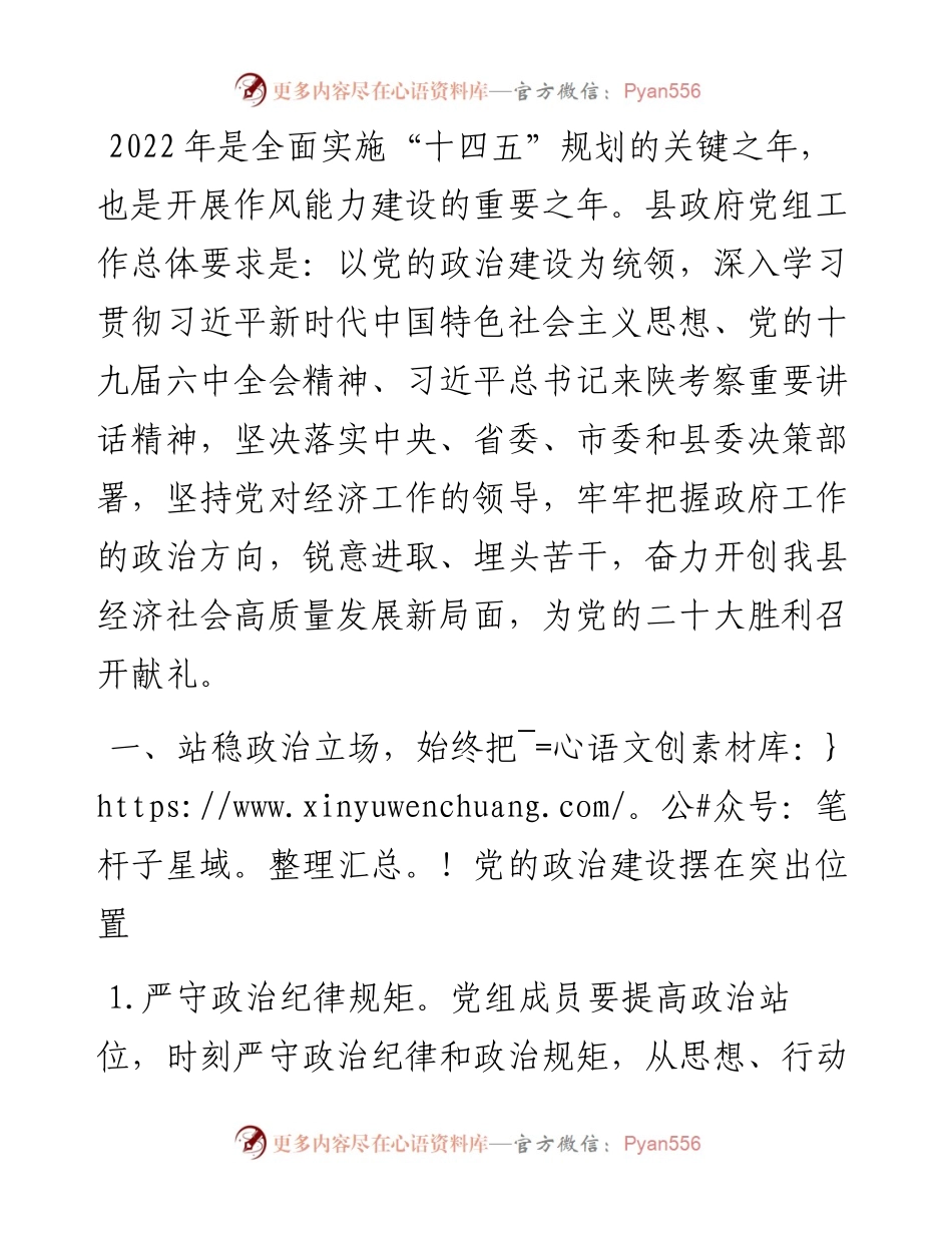 县政府党组工作要点.docx_第1页