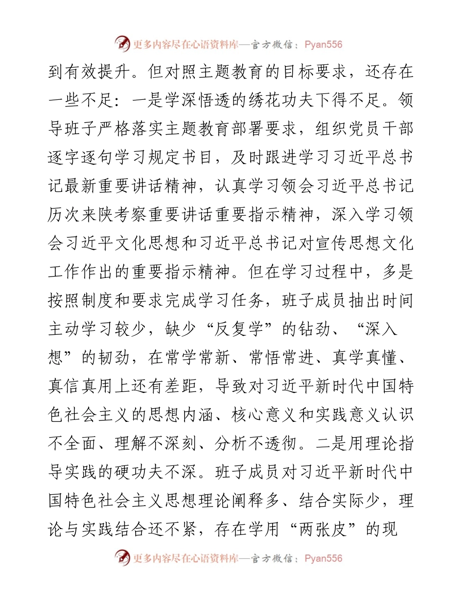 县委宣传部民主生活会领导班子对照检查材料.docx_第2页